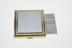Personalized Compact Mirror Square Two Tone Gold Plated with Silver Top Engraved Purse Mirror - Hand Engraved