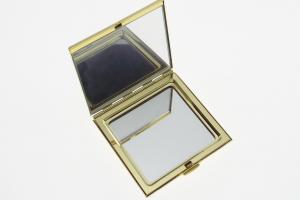 Personalized Compact Mirror Square Two Tone Gold Plated with Silver Top Engraved Purse Mirror - Hand Engraved
