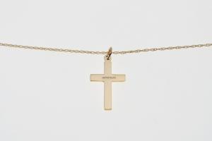 Personalized Custom Engraved Small Gold Filled Cross Pendant - Hand Engraved