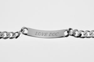 Custom Engraved ID Bracelet Sterling Silver 8 Inch Length Personalized Heavy Curb Link- Hand Engraved