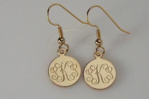 Monogram Earrings Personalized Petite 1/2 Inch Gold Filled Round Disc Choose Lever Back or Wires - Custom Engraved