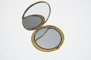 Custom Engraved Flat Compact Mirror Personalized Gold Plated Super Slim Purse Mirror - Hand Engraved
