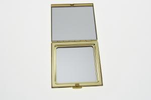 Personalized Compact Mirror Square Two Tone Gold Plated with Silver Top Engraved Purse Mirror - Hand Engraved