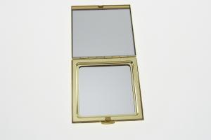 Personalized Compact Mirror Square Two Tone Gold Plated with Silver Top Engraved Purse Mirror  - Hand Engraved