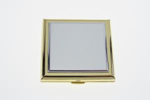 Personalized Compact Mirror Square Two Tone Gold Plated with Silver Top Engraved Purse Mirror - Hand Engraved