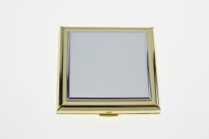 Personalized Compact Mirror Square Two Tone Gold Plated with Silver Top Engraved Purse Mirror  - Hand Engraved