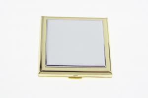 Personalized Compact Mirror Square Two Tone Gold Plated with Silver Top Engraved Purse Mirror - Hand Engraved