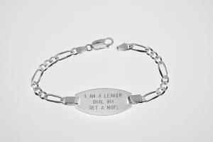 Custom Engraved Personalized Sterling Silver Medic Alert Bracelet 8 Inch Length- Hand Engraved