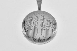 Engraved Sterling Silver Round Locket Tree of Life Design Personalized Hand Engraved