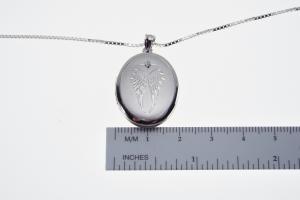 Personalized Sterling Silver Locket Custom Engraved Oval Angel Wings with Diamond Accent Memory Keeper - Hand Engraved