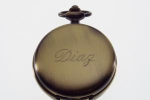 Pocket Watch Custom Engraved Personalized Bronze Color Mechanical Wind Up Skeleton Dial Vintage Look - Hand Engraved