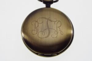 Pocket Watch Custom Engraved Personalized Bronze Color Mechanical Wind Up Skeleton Dial Vintage Look - Hand Engraved