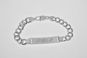 Custom Engraved ID Bracelet Sterling Silver 7.25 Inch Length Double Curb Link- Hand Engraved