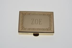 Custom Engraved Personalized Pill Box Small Rectangular Gold Tone With Double Compartment and Mirror -Hand Engraved