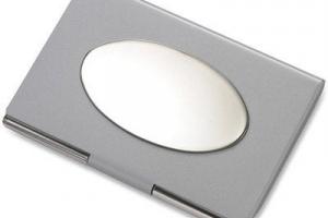 Custom Engraved Personalized Business Card Holder with Oval Engraving Plate -Hand Engraved