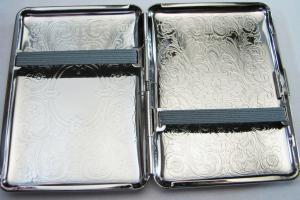 Custom Engraved Personalized Kings Cigarette Case or Business Card Case Double Sided Scroll Design -Hand Engraved