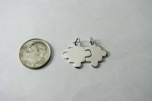 Sterling Silver Puzzle Pieces Set of Two Personalized Custom Engraved Petite Charms- Hand Engraved