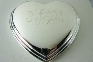 Jewelry Box Custom Engraved Personalized Silver Heart Shape Jewelry Box - Hand Engraved