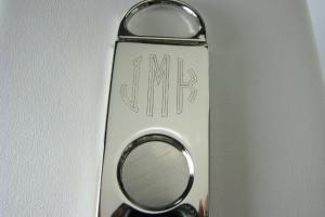 Cigar Cutter Custom Engraved Personalized Silver Plated Cigar Cutter - Hand Engraved