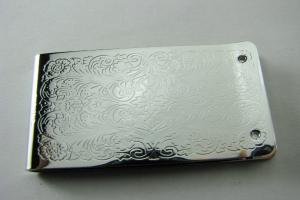 Engraved Money Clip Custom Engraved Personalized Money Clip with Scroll Design  -Hand Engraved