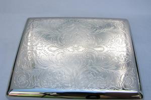 Cigarette Case Personalized Custom Engraved Double Sided Scroll Design 100s Cigarette Case -Hand Engraved