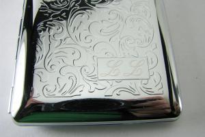 Custom Engraved Business Card Case Paisley Design Business Card or Single Sided Cigarette Case  -Hand Engraved