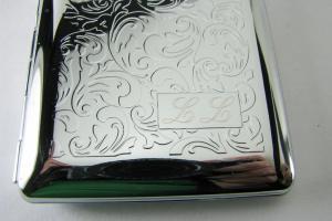Custom Engraved Business Card Case Paisley Design Business Card or Single Sided Cigarette Case -Hand Engraved