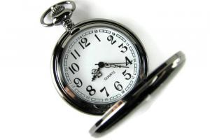 Personalized Pocket Watch Custom Engraved Gloss Black Quartz Pocket Watch with White Dial - Hand Engraved