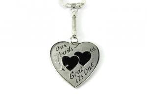 Personalized Keychain Custom Engraved Silver Heart Couples Key Chain -Hand Engraved