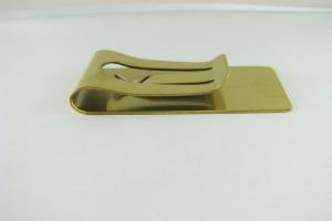 Custom Engraved Personalized Money Clip Gold Tone High Polish Wide - Hand Engraved