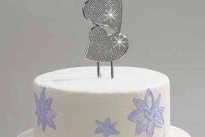 Wedding Cake Topper Custom Engraved Personalized Sparkling Double Hearts Cake Topper - Hand Engraved