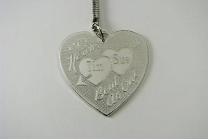 Personalized Keychain Custom Engraved Silver Heart Couples Key Chain -Hand Engraved