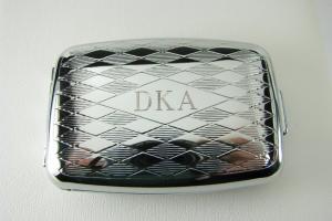 Pill Box Personalized Custom Engraved Diamond Pattern Silver Pill Box -Hand Engraved