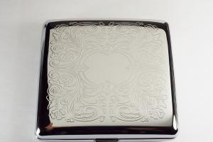 Cigarette Case Custom Engraved Personalized Double Sided King Size Scroll Design -Hand Engraved
