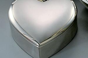 Custom Engraved Jewelry Trinket Box Non Tarnish Silver Mini Heart Shape - Hand Engraved