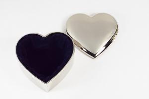 Custom Engraved Jewelry Trinket Box Non Tarnish Silver Mini Heart Shape - Hand Engraved