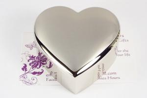 Custom Engraved Jewelry Trinket Box Non Tarnish Silver Mini Heart Shape - Hand Engraved