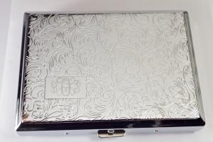 Custom Engraved Personalized Cigarette Case Double Sided 100s Case with Paisley Design -Hand Engraved