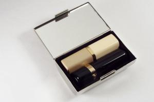 Engraved Double Lipstick Case Personalized Custom with Inside Mirror - Hand Engraved