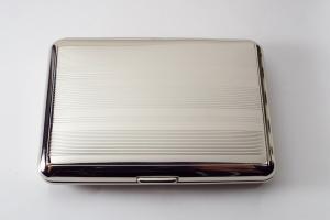 Custom Engraved Business Card Case Personalized Double Sided Linear Design or Kings Cigarette Case -Hand Engraved
