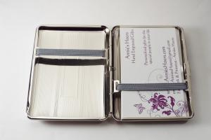 Custom Engraved Business Card Case Personalized Double Sided Linear Design or Kings Cigarette Case -Hand Engraved
