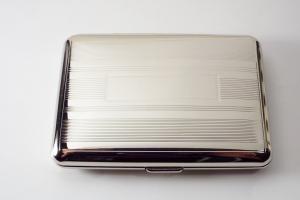 Custom Engraved Business Card Case Personalized Double Sided Linear Design or Kings Cigarette Case -Hand Engraved