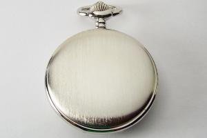 Personalized Pocket Watch Custom Engraved Silver Satin Finish Quartz Pocket Watch with Ivory Dial - Hand Engraved