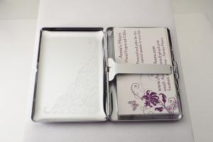 Custom Engraved Business Card Case Scroll Design Business Card or Single Sided Cigarette Case -Hand Engraved