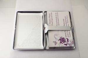 Custom Engraved Business Card Case Scroll Design Business Card or Single Sided Cigarette Case  -Hand Engraved