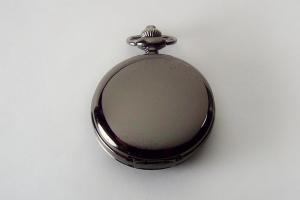 Pocket Watch Custom Engraved Black Finish Roman Numeral Cover Personalized Mechanical Double Dust Cover Wind Up - Hand Engraved