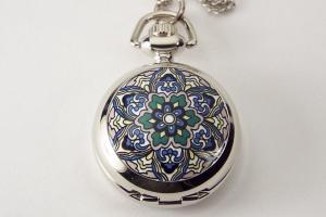 Personalized Pendant Watch Flower Design Custom Engraved Necklace Watch - Hand Engraved