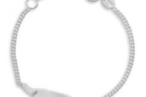 Custom Engraved Personalized Petite 5 to 5.5 Inch Childs Sterling Silver Cable Chain ID Bracelet - Hand Engraved