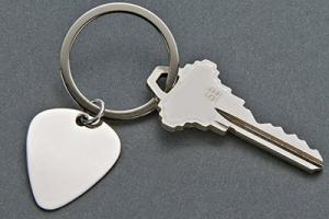 Custom Engraved Personalized High Polish Guitar Pick Key chain  - Hand Engraved