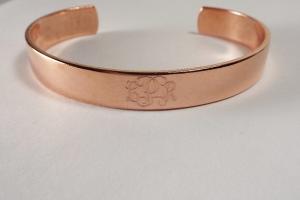 Custom Engraved Monogram Bracelet Personalized Copper Cuff Style Name Initial or Monogram - Hand Engraved